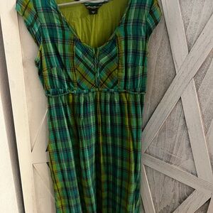 Eddie Bauer Green Plaid Midi Dress